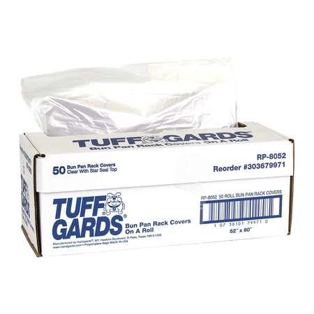 Tuffgards High Density Polyethylene Clear Roll Pack 52"x80" Bun Rack Cover, PK50 303679971